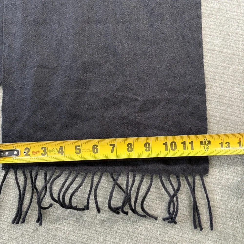 Germany 100% Cashmere Scarf Black Fringed Soft Quiet Luxury Classic